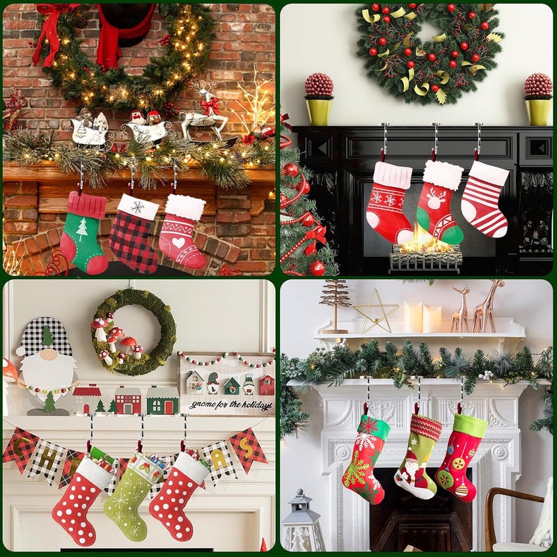BEAVOING EAVOING Christmas Stocking Holders for Mantle Set 3, Non-Slip & Foldable Mantle Hooks for Stockings Hangers Xmas Mixed Pattern for Fireplace Christmas Decor Party Decoration - Image 5
